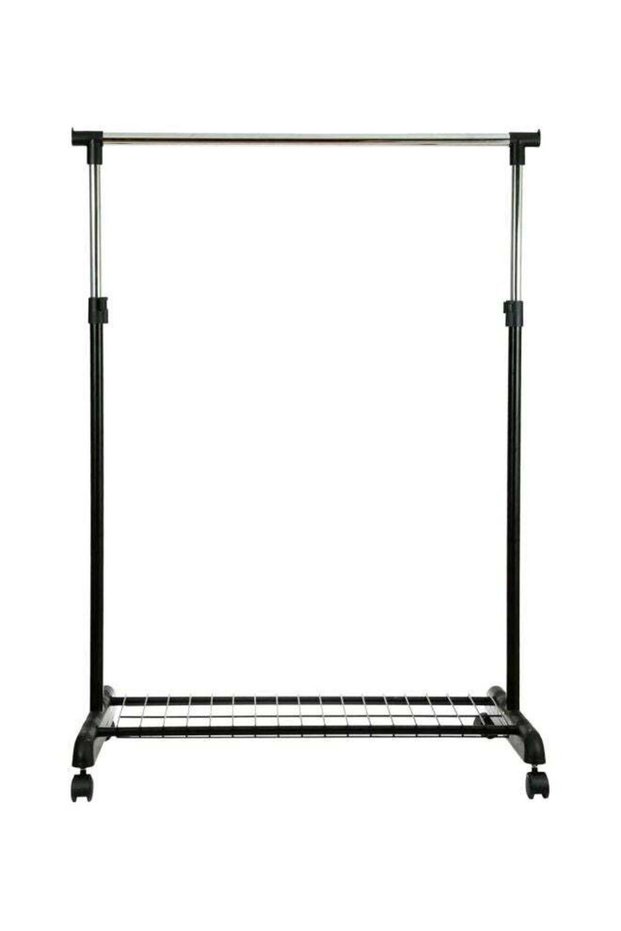 Steel Single Bar Hanger With Shoe Rack Black/Silver 83x43x93.5cm