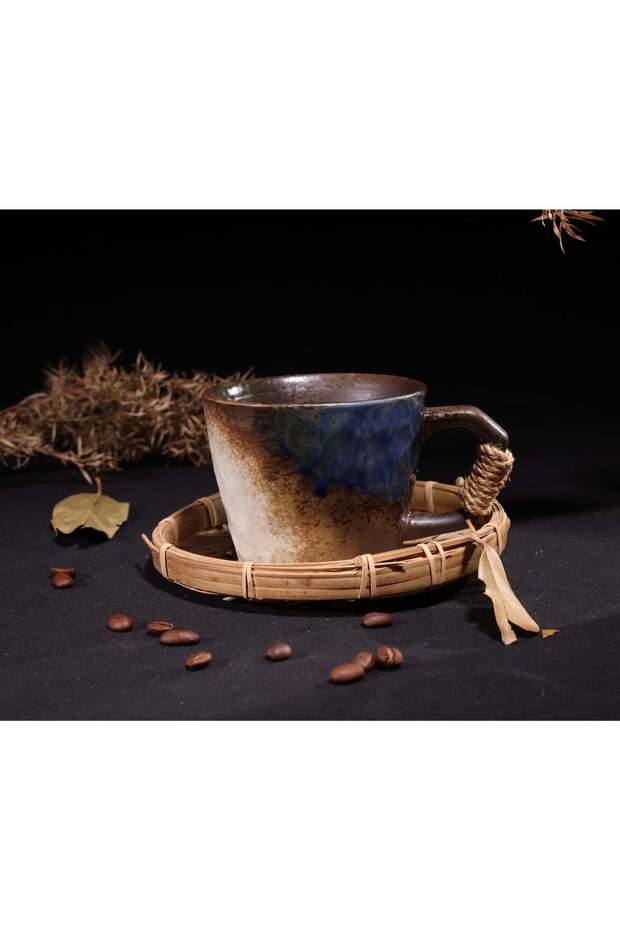 Japanese Retro Mug Simple And Creative Coarse Pottery Coffee Cup Blue