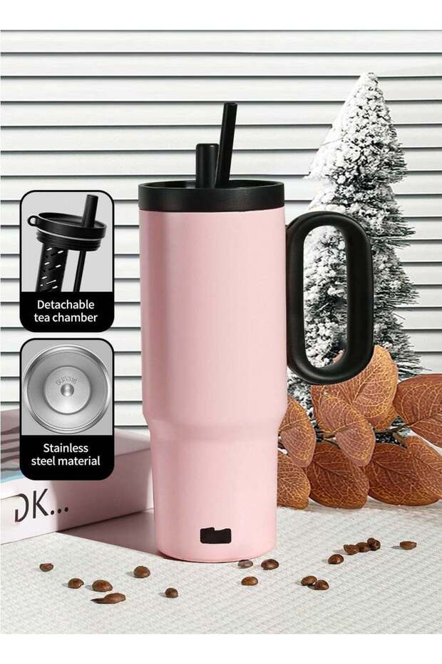 720ml Stainless Steel Vacuum Flask - Leak-Proof Lid with Straw | Keeps Drinks Hot & Cold for Hours | Perfect for Coffee, Tea, Smoothies | Ideal for Travel, Car, Office & Home Use