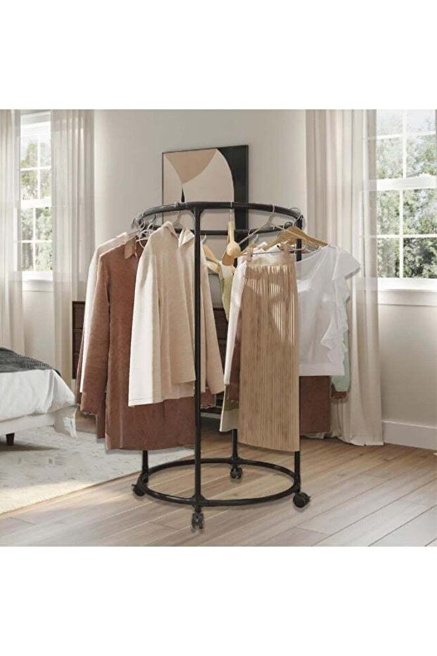 Clothes Rack,Round Clothes Organizer on Wheels, Closet Rack for Hanging Clothes, Clothing Hanging Rack for Small Space
