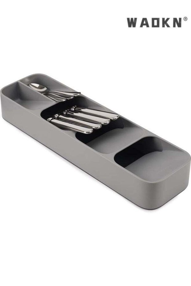 1pcs Drawer Compact Utensil Organizer , For Kitchen Drawer Silverware storage box, Flatware Tray , Small , Knife, fork, spoon storage box , Divided cutlery storage box , 39.6*11*5.5cm , easy to clean