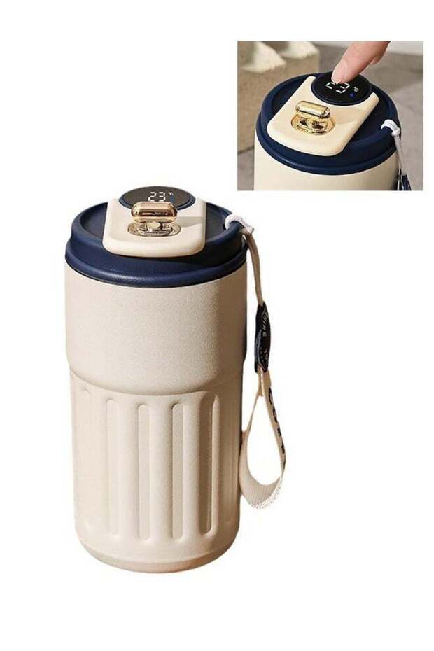 450ml Reusable Insulated Coffee Mug with Temperature Display, 316 Stainless Steel Coffee Cup with Flip Lid, Leakproof Tumbler Thermal Mug for Hot or Iced Coffee or Tea