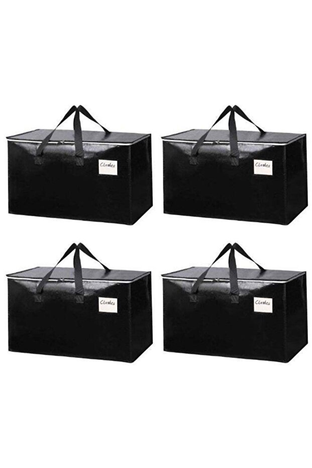 MostNow 4 Pack Extra Large Storage Bag, Extra Large Moving Bag with Zippers & Carrying Handles for Clothing Blanket, Reusable Oversized Tool Bag for Space Saving, Duty Tote for Travel (Black)