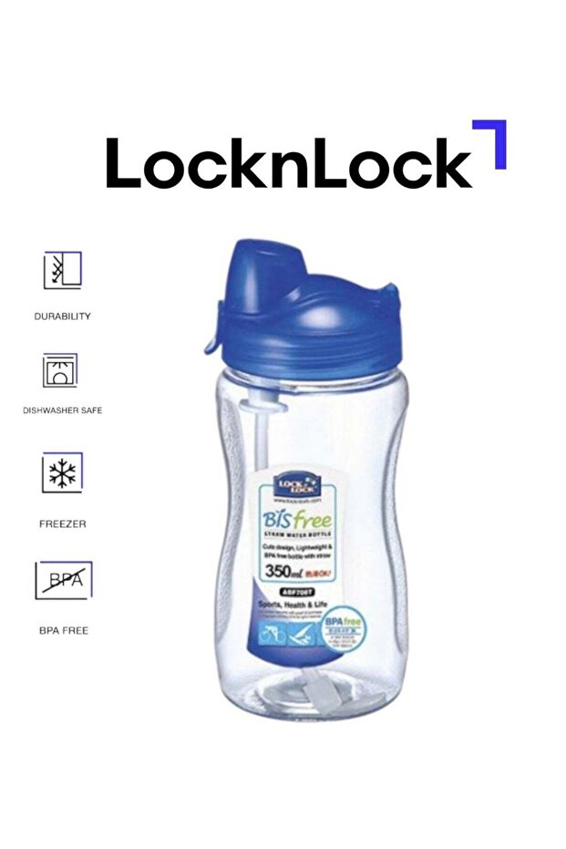 LocknLock Sports Water Bottle Tritan 350ml with Straw - BPA-Free, Durable, Stain and Odor-Resistant, Shock-Resistant
