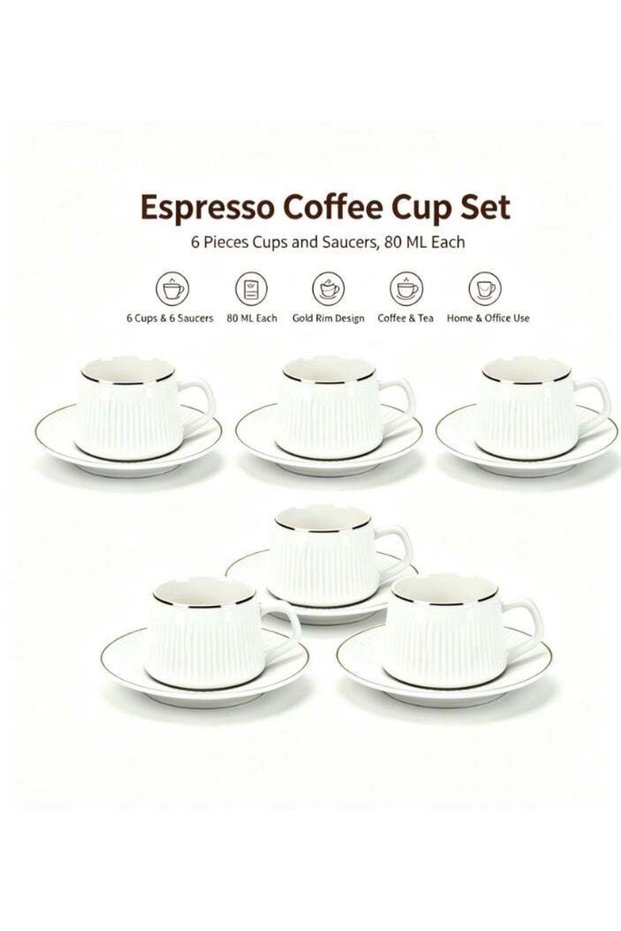 6 Sets Of Luxury Porcelain Turkish Coffee Cup Set Elegant Design Modern Espresso Cup Set Boutique Arabic Tea Cups Arabic Coffee Cup