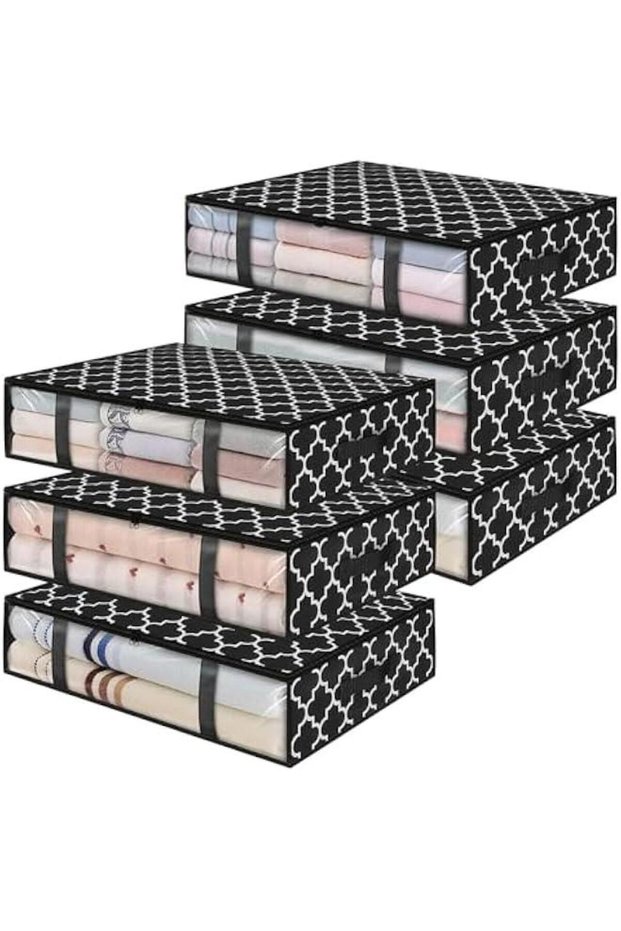 6 Pack Storage Bags, Clothes Storage, Under bed Storage Containers With Durable Handles, Large Capacity Storage Bins, Foldable Storage Organizers For Clothes, Bedding and Toys (32-04-6p)