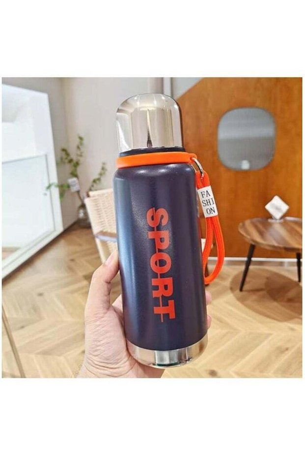 Sports Water Bottle Gym Stainless Steel Portable 680ml Thermos Sport Metal Drink Vacuum Insulated for Kids School Boys Girls Women Men (Dark Blue)