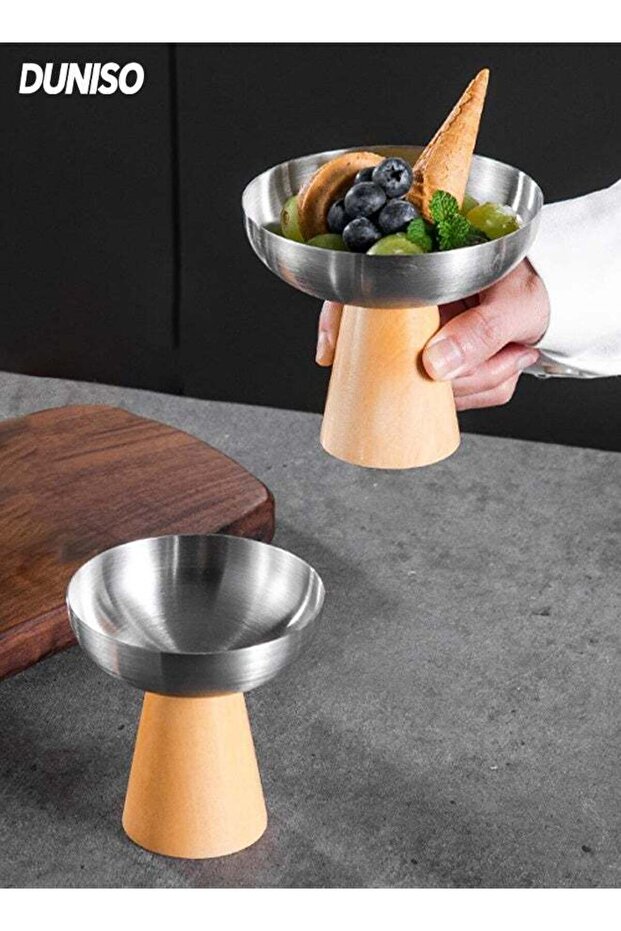 2Pcs Ice Cream Cup Stainless Steel Dessert Cup High Footed Design Dessert Bowl Elegant Mousse Bowl