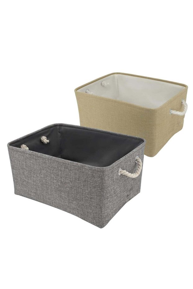 2 Pcs Large Foldable Fabric Storage Baskets with Handles for Clothes Toys Organizing Home Office Laundry Nursery Shelves, Baskets for Gifts