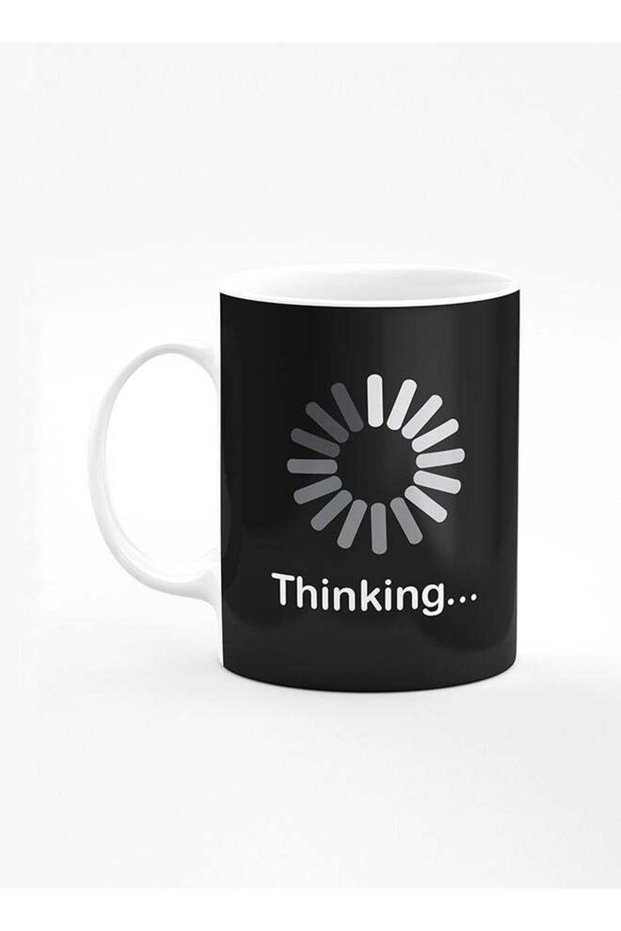 Designer Printed Coffee Mug with Heavy Duty Handle 11oz Ceramic Personalised Gift Mugs Cup [Microwave Safe & Dishwasher Proof] - Thinking