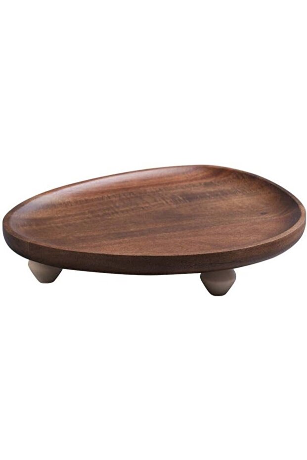 Wooden Tray, Chinese Style Wooden Tall Plate, Irregular Fruit Plate, dim Sum Plate, Snack Household