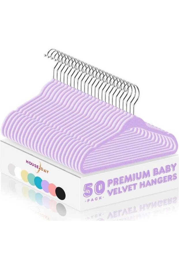 Velvet Baby Hangers 50 Pack, Premium Children's Hangers for Baby, Infant & Toddler Clothes, Durable Non Slip Baby Felt Hangers