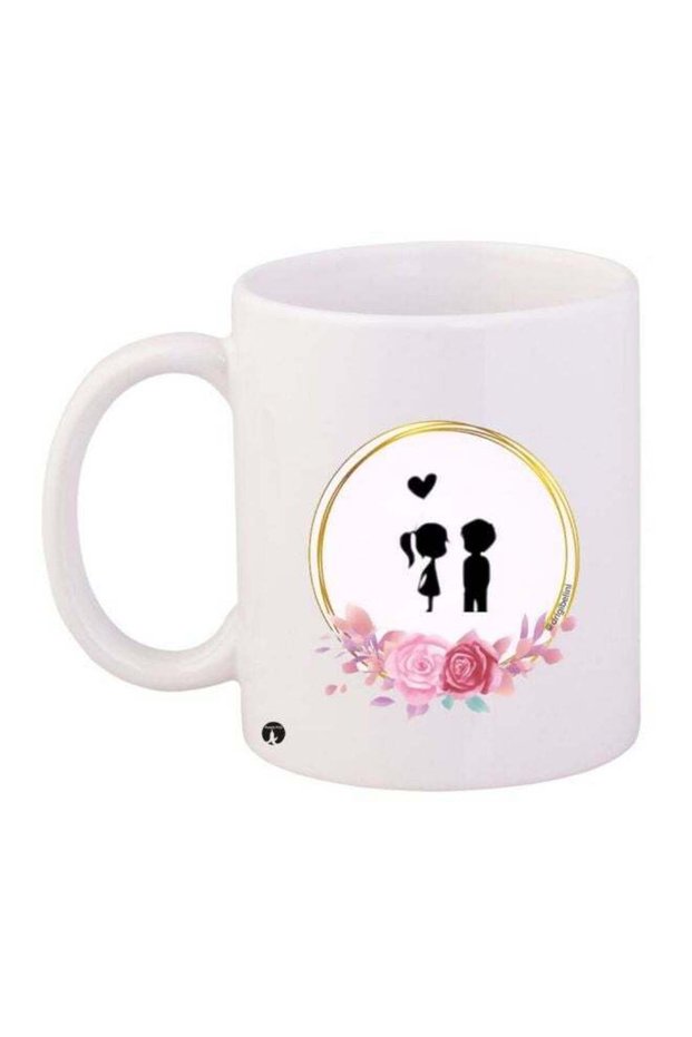 Floral Couple Printed Coffee Mug White/Black/Pink