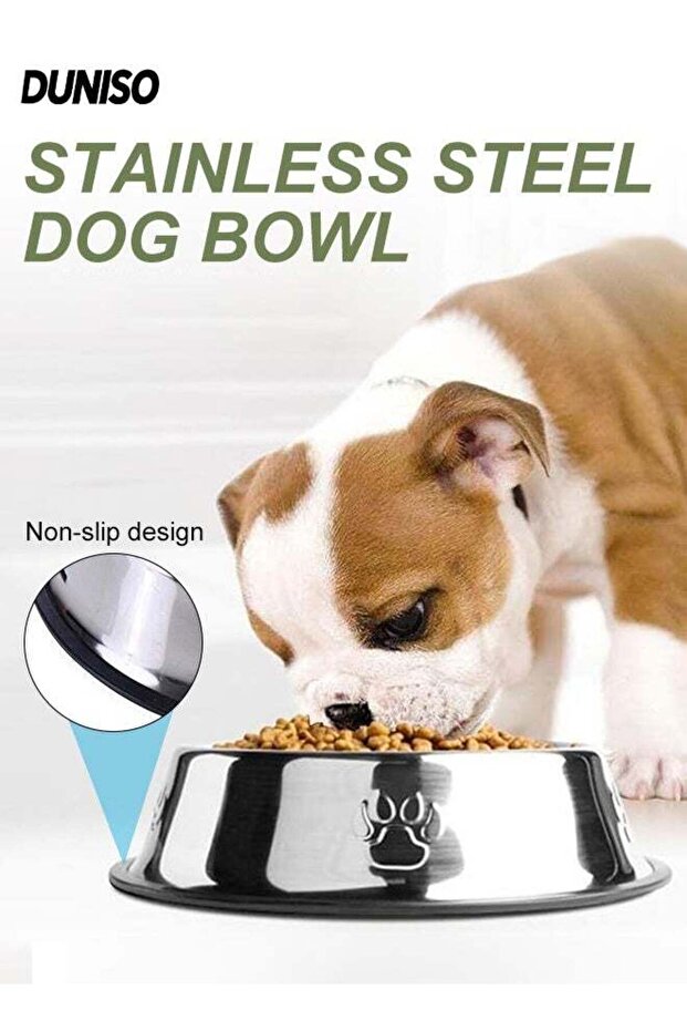 Stainless Steel Dog Bowls with Rubber Base,Cat Bowl Pet Bowl for Food and Water, Non-Slip With Rubb