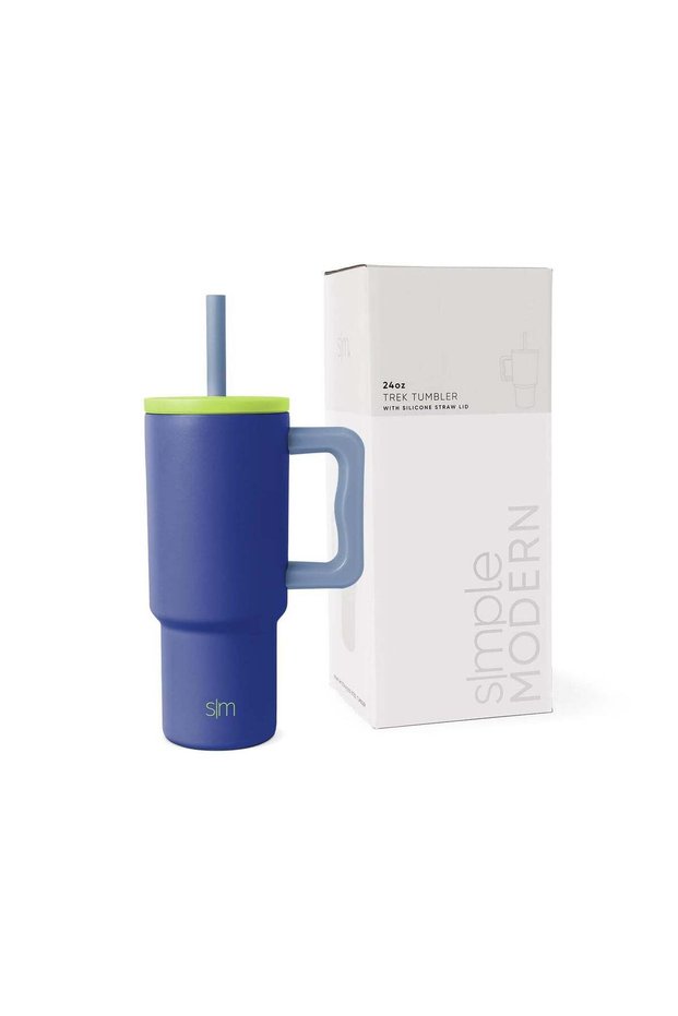 Kids 24 oz Tumbler with Handle and Silicone Straw Lid | Spill Proof and Leak Resistant | Reusable Stainless Steel Bottle | Gift for Kids Boys Girls | Trek Collection | Asteroid