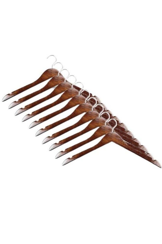 Pack of 10 Non-Slip Swivel Hook Wooden Hangers