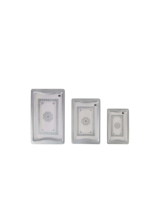 Royalford Rectangular Acrylic Serving Tray Set | Multi-Purpose, Elegant and Sleek Design, Durable a