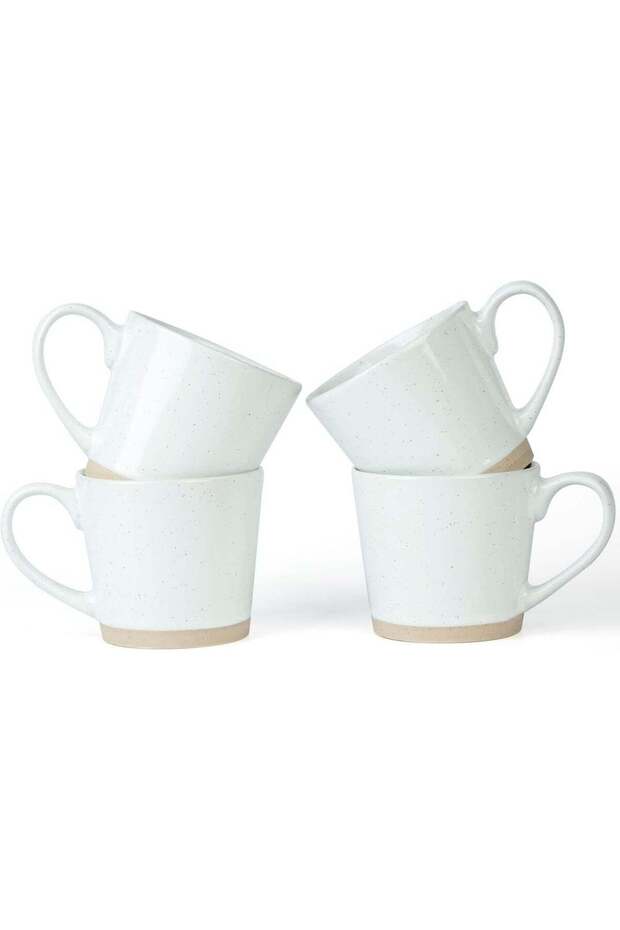 famiware Coffee Mug Set for 4, Bright White