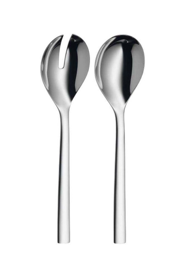 2-Piece Nuova Salad Server Spoon Set Silver 25cm