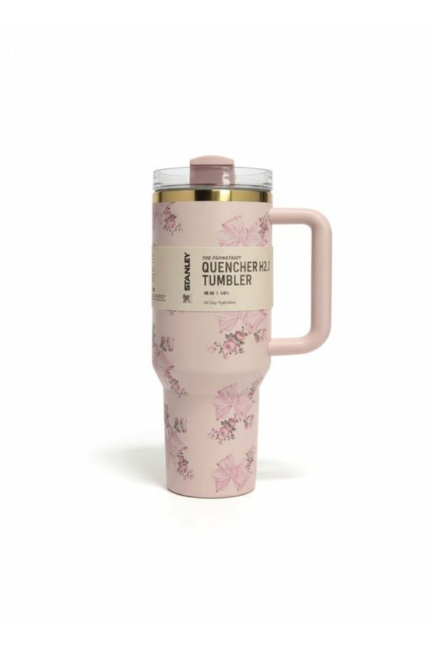 Stanley Pink Bow Insulated Cup Gift Set: A Stylish, Large-Capacity 40-Ounce Stainless Steel “Ice King” Cup