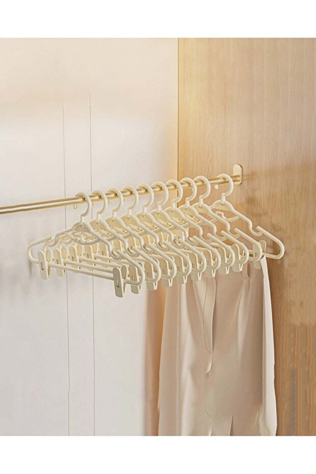 10 PCS Plastic Hangers, Heavy Duty Durable Coat and Clothes Hangers, Dry Wet Coat Hangers with Degrees Swivel Hook, Lightweight Space Saving Laundry Hangers, Standard Size Ideal for Everyday Use Whit