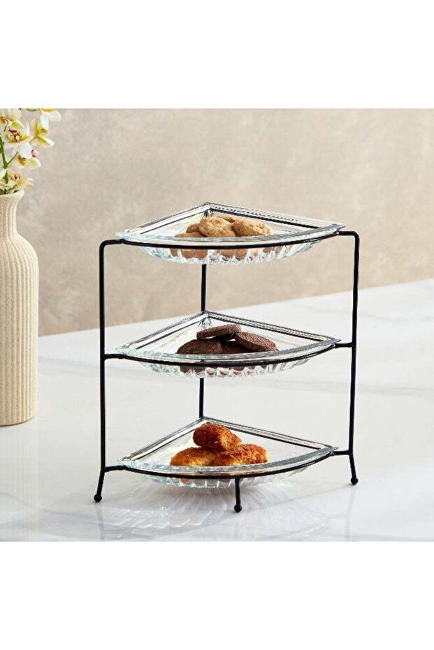 Vintage 4-Piece Glass Serving Tray Set 20.5x28.6x20.5 cm