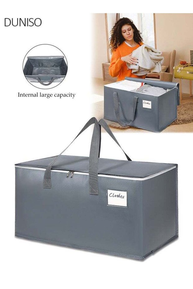 Moving Storage Bag, 69x36x35cm Large Capacity Waterproof Tote, PP Fabric Zipper Organizer for Clothes, Bedding & Travel
