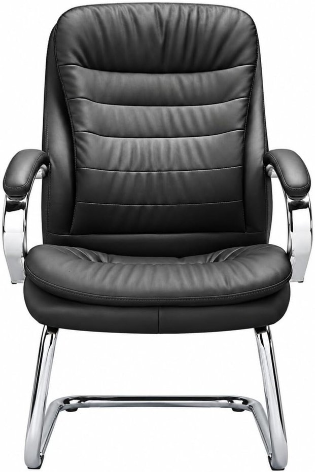 TANGO-V Executive Visitor Chair, High Back PU Leather Office & Meeting Chair, High-Density Foam, Padded Chrome Armrests, 2mm Chrome Cantilever Base, Black, 2 Years