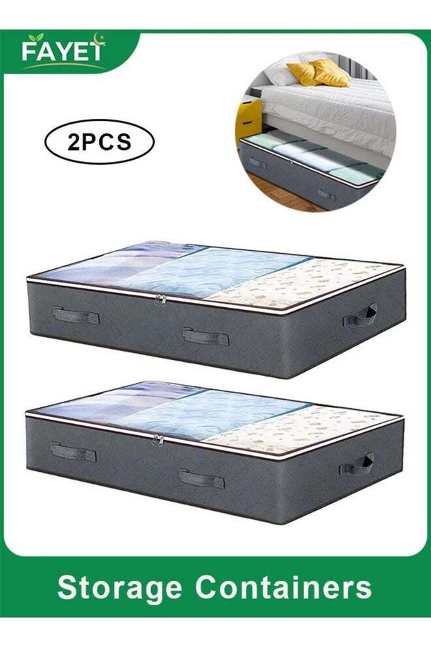 2 Pack Under Bed Storage Containers with Clear Window and Zipper, Foldable Storage Bins for Bedding, Clothes, Pillows, and Toys, Large Capacity Closet Organizers
