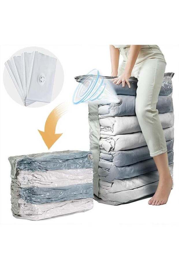 4Piece Vacuum Storage Bags,No Pump Required,Space Saver Bags,Jumbo Cube bag,Extra Large Vacuum Sealer Bags for Comforters Blankets Bedding Duvet,Closet Organizers (L-100x70x32cm)