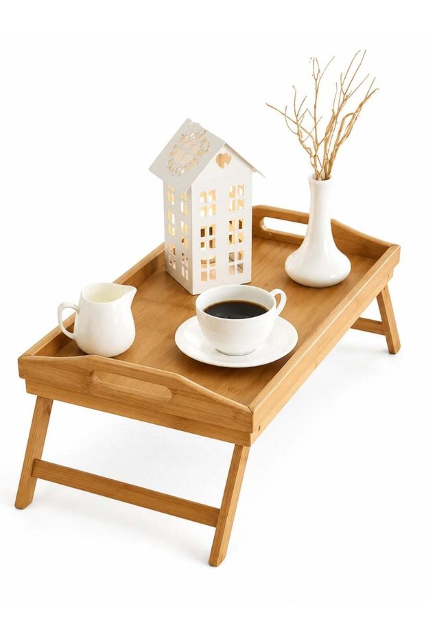 Foldable Bamboo Table Bed Tray For Breakfast Food Eating Laptop Portable Trays with Folding Legs Se