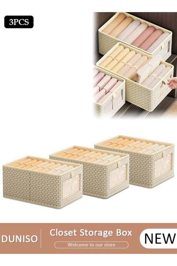 3 Pieces Foldable Closet Storage Organizer Washable Closet Storage Box with Carrying Handles Cube Storage Bin for Clothes Wardrobe Home Bedroom Office