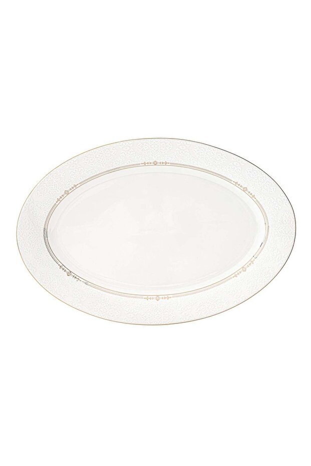 Shallow ISLA New Bone China Oval Platter 36 cm – Large White Serving Platter for Hosting & Festive