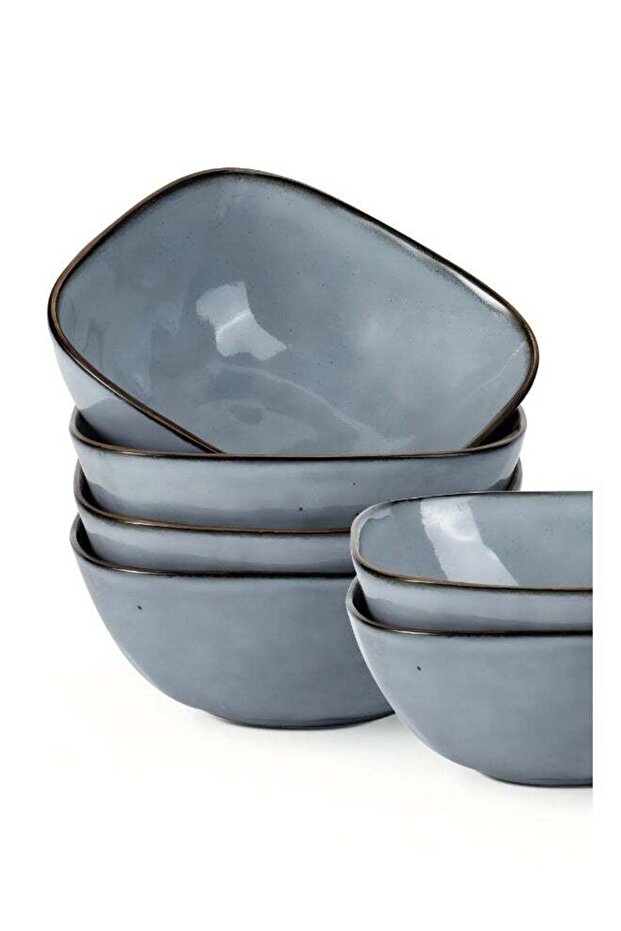 Ocean Series 6 Pieces Cereal Bowl Set, Square, Blue