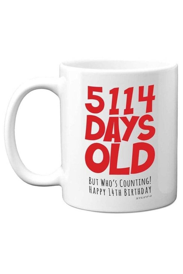 14th Birthday Mug Gift for Boys Girls Him Her - 5114 Days Old - Funny Teenager fourteen fourteenth Happy Birthday Present for Brother Sister Son Daughter Cousin, 11oz Ceramic Dishwasher Safe Mugs