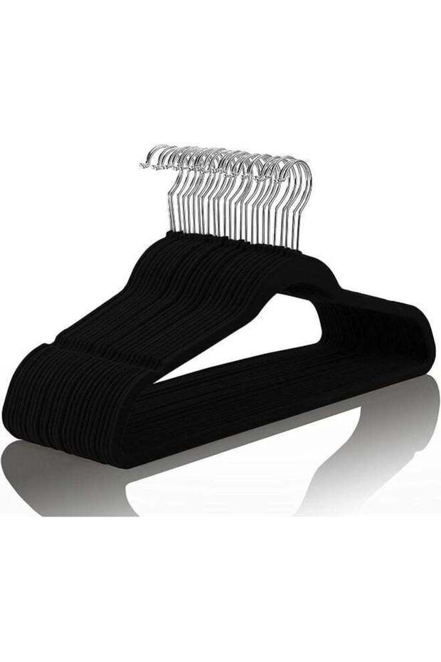Red Dot Gift® 10-Pack 45cm Black Non-Slip Velvet Hangers - Slim Space-Saving Coat & Pant Hangers with 360° Swivel Hook