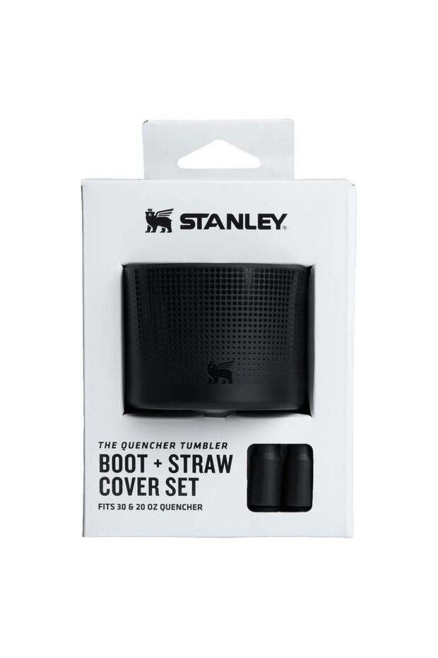 20oz/30oz Stanley Quencher Boot + Straw Topper Silicone Protective Sleeve & Straw Cover – Black