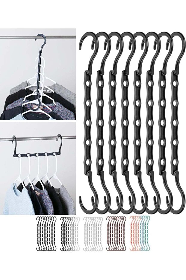 Space Saving Hangers, Black, 8 Pack, Closet Organizer Hangers Space Saving, Hanger Organizer, Closet Hangers, Shirt Organizer, Closet Hangers Space Saver, Magic Hangers, One Size