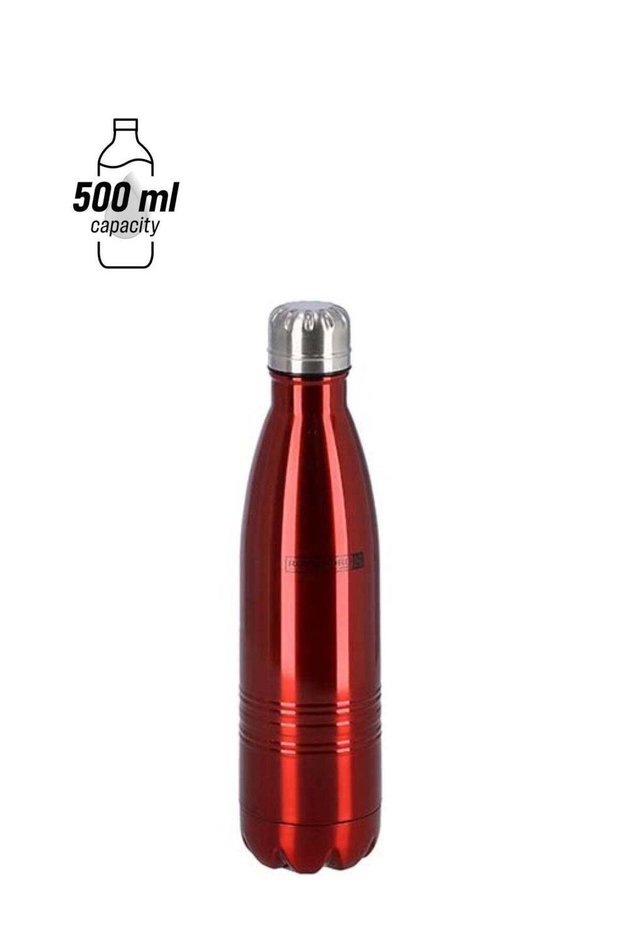 Royalford 500 ml Double-Wall Stainless Steel Vacuum Water Bottle, Leak-Resistant, Hot and Cold Retention, Red, RF5769 Red 500 mml
