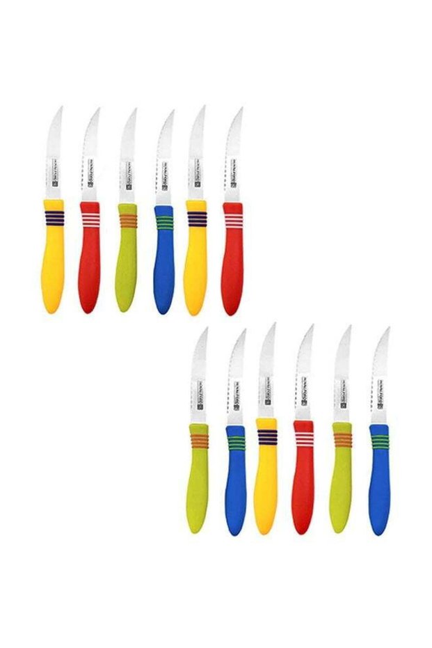 Royalford 12-Piece Stainless Steel Fruit Knife Set | 44.5x24.9x1.8cm | Razor Sharp Blades, Ultra Sharp | Ideal for Carving, Chopping, Cooking, Food Prep | Kitchen Knife | Multicolour | RF5877 Multico