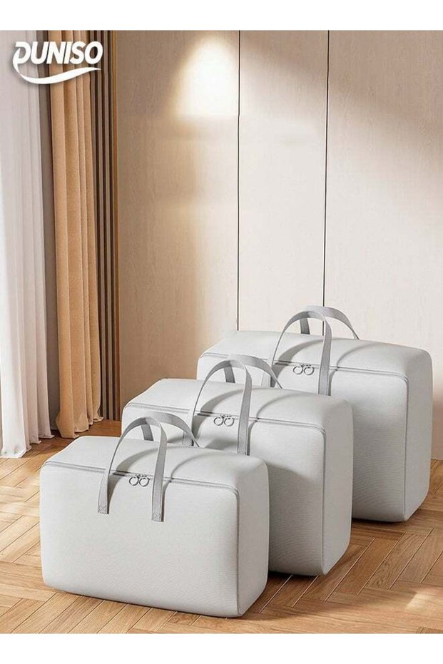3 Pcs Large Clothes Storage Bag,Waterproof Moving Tote Bag,Foldable Storage Containers,With Zipper ,Dustproof,Moisture Proof,for Blankets and Quilts, Bedding, Sweater, Pillow