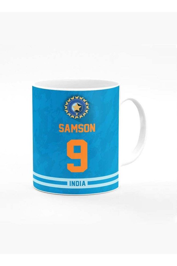 Designer Printed Coffee Mug with Heavy Duty Handle 11oz Ceramic Personalised Gift Mugs Cup - Cricket Player - Sanju Samson, Jersey Number - 9 (With Logo)