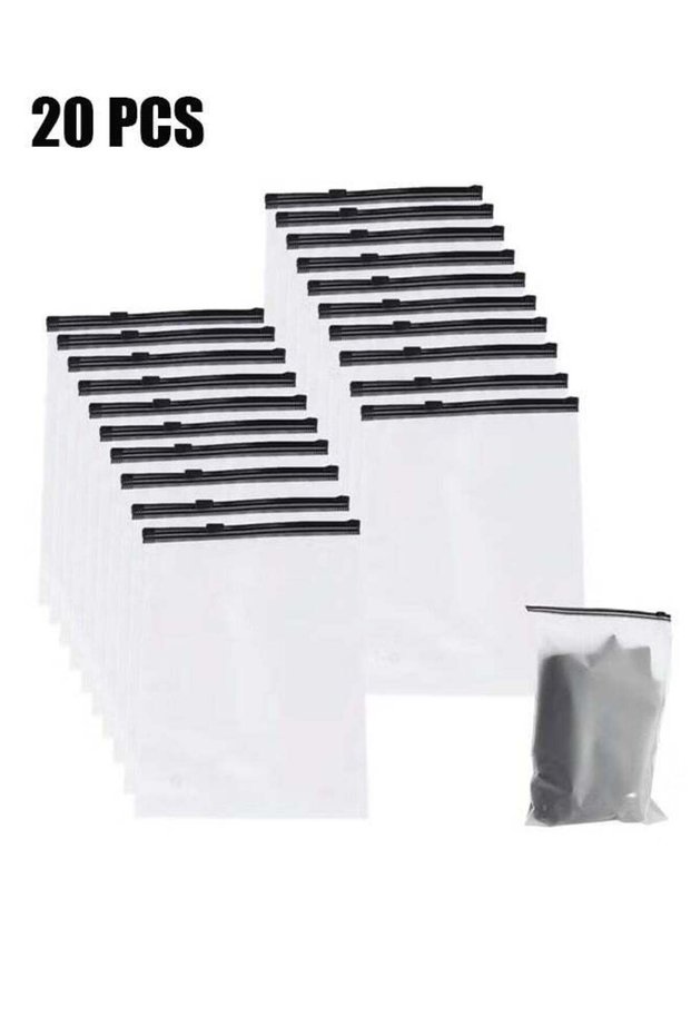 20 Pcs Reusable Ziplock Bags, 40 x 30cm Travel Clothes Storage Bag, Clear Frosted Airtight Toiletries Bag, for Clothes, Cosmetic, Toiletries, Shoes (Clear)