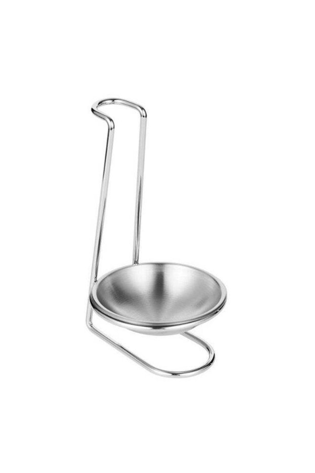 Spoon Rest Holder, Stainless Steel Single Ladle Holder Vertical Spoon Rest Cooking Utensils Stand with 11cm bowl