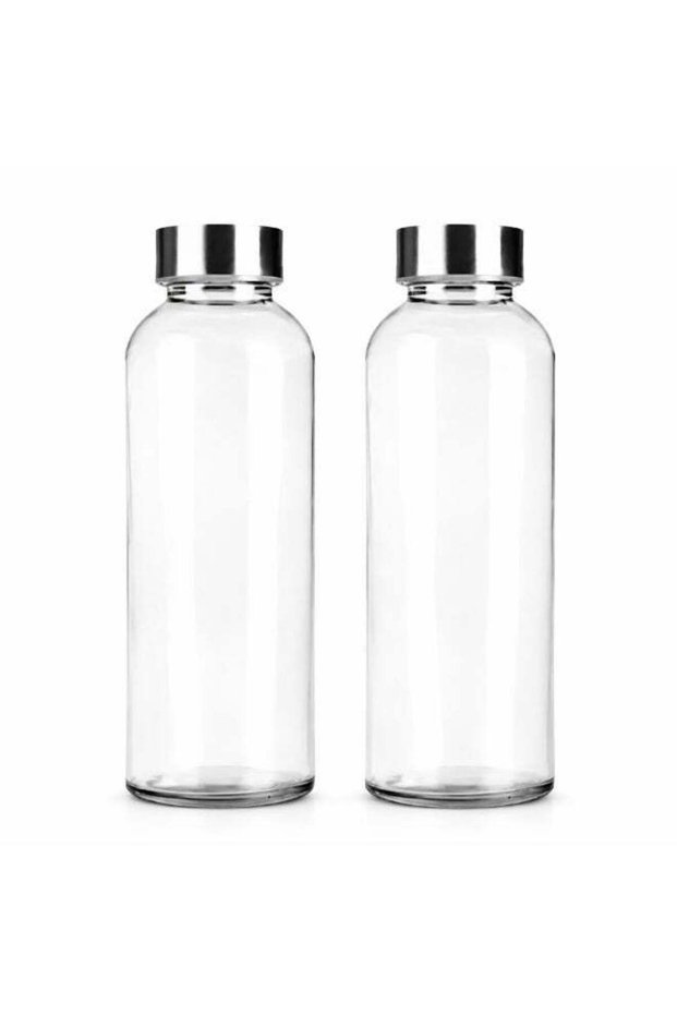 2-Pcs Juice Bottles - 300ml Wide Mouth Glass Bottles with Lids - Leakproof, BPA-Free Milk Bottle, Stainless Steel Caps Bottle for Juicing, Smoothies, Infused Water, Beverages - 10oz Bottles for Trave