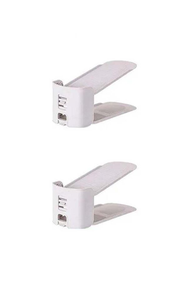 2-Pieces Adjustable Shoe Rack Drying Organizer Grey