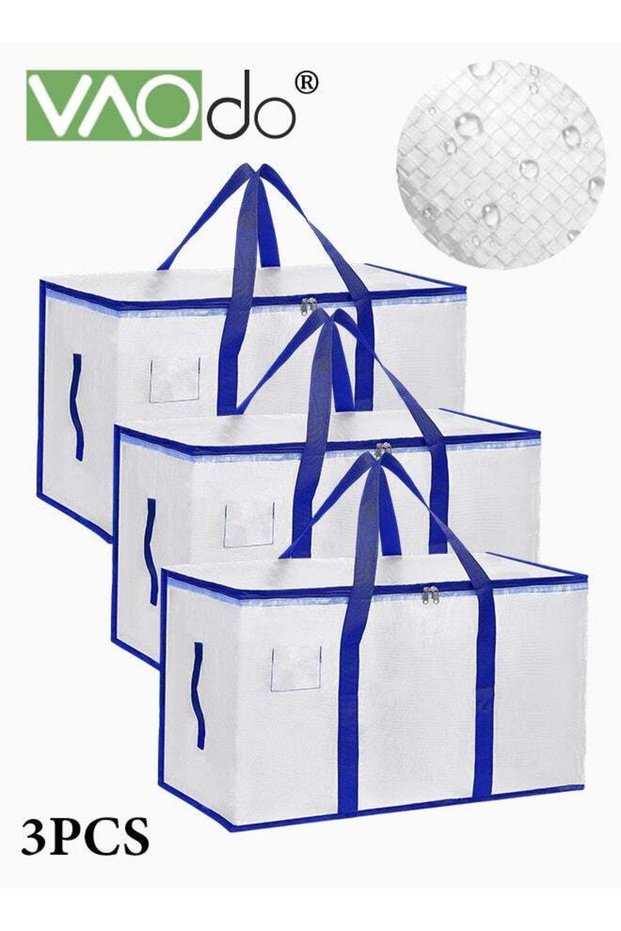 3PCS Storage and Moving Bags, Foldable Water-Resistant Storage Bags with Zipper, Reusable Grocery Bags Best Moving Boxes, Alternative for Dormitory Home Moving Cargo Carrying Miscellaneous Storage 69