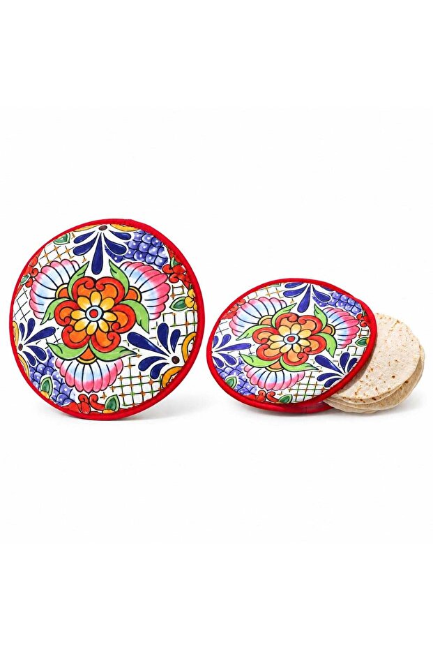 Prepara Tortilla Warmer 10.5 Inch Red, Insulated Fabric Pouch for Keeping Tortillas, Flatbreads, Pi