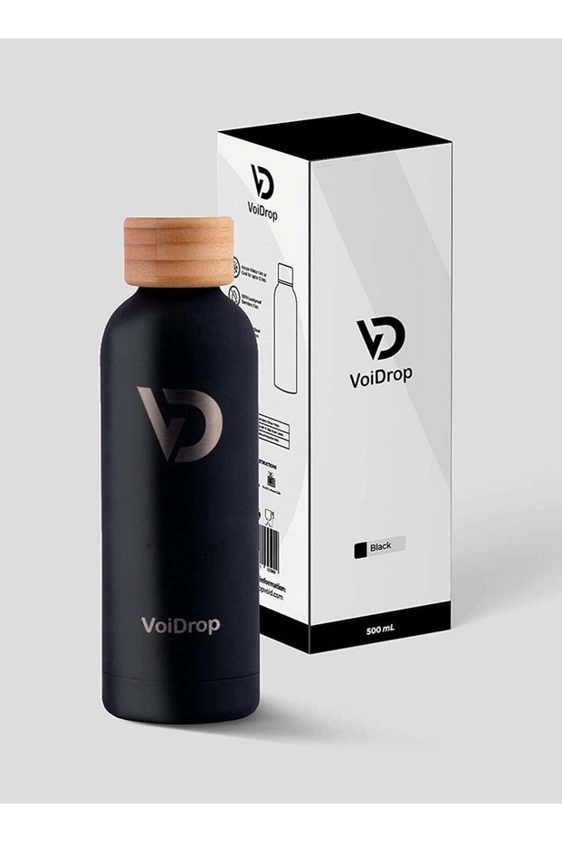 Thermal Bottle 500ML Bamboo cap bottle Vacuum Insulated Water Bottle Double Layer Stainless Steel Sports Water Bottle Leak Proof Water Bottle for Office school and Gym Black mate 20oz