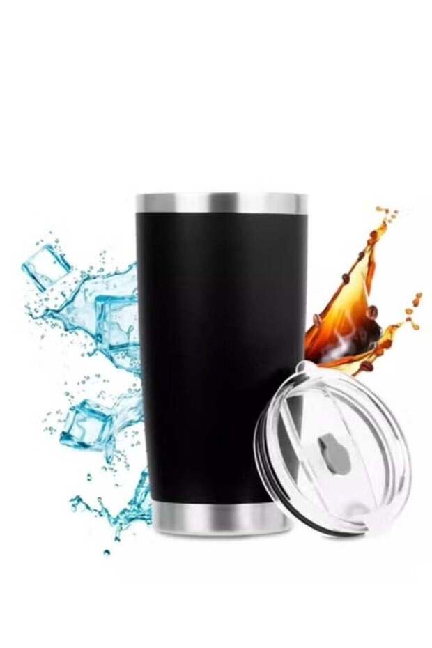 20oz Stainless Steel Insulated Tumbler with Lid, Double Wall Travel Coffee Mug, Powder Coated Thermal Cup for Hot and Cold Drinks, Indoor & Outdoor Use